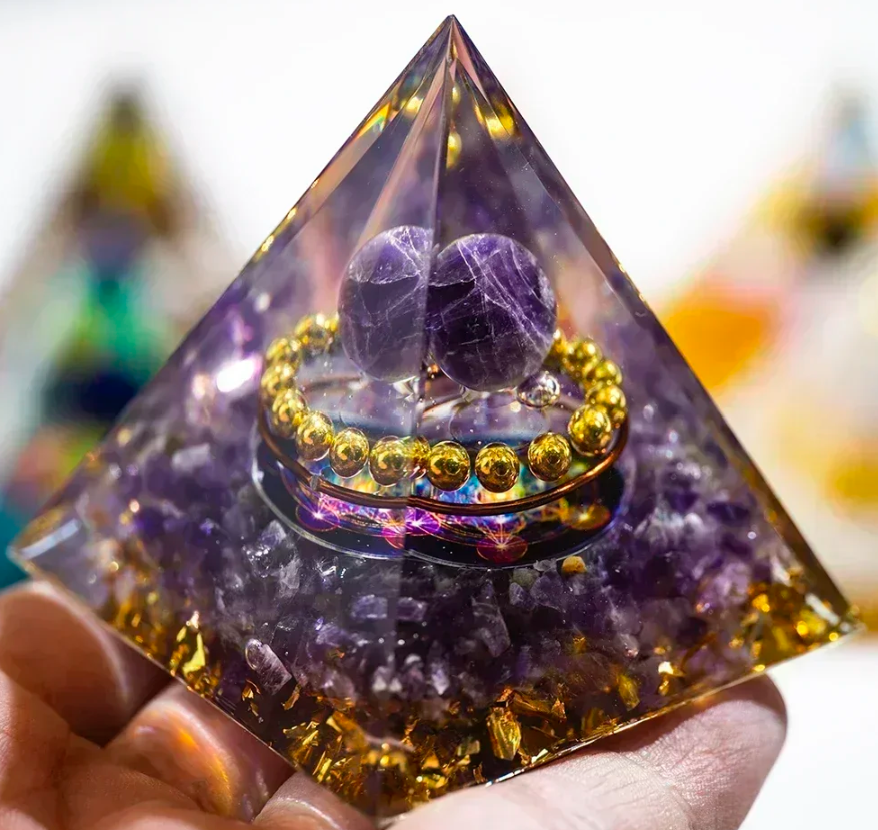 Amethyst Crystal Resin Pyramid